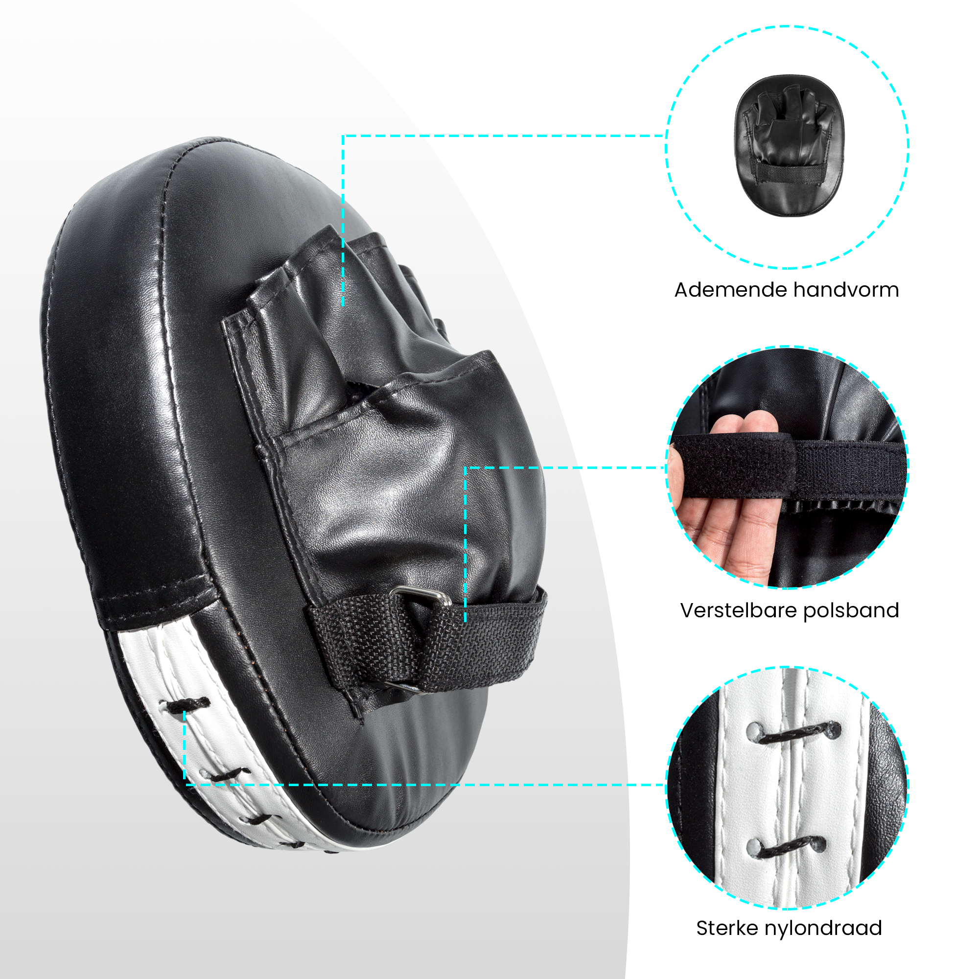 Bokspads - Stootkussen - Pads Boksen - Trapkussen - Hand Pads - Zwart - 2 stuks