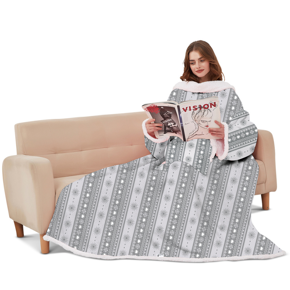 Zen Hoodie blanket with fleece winter extra long white