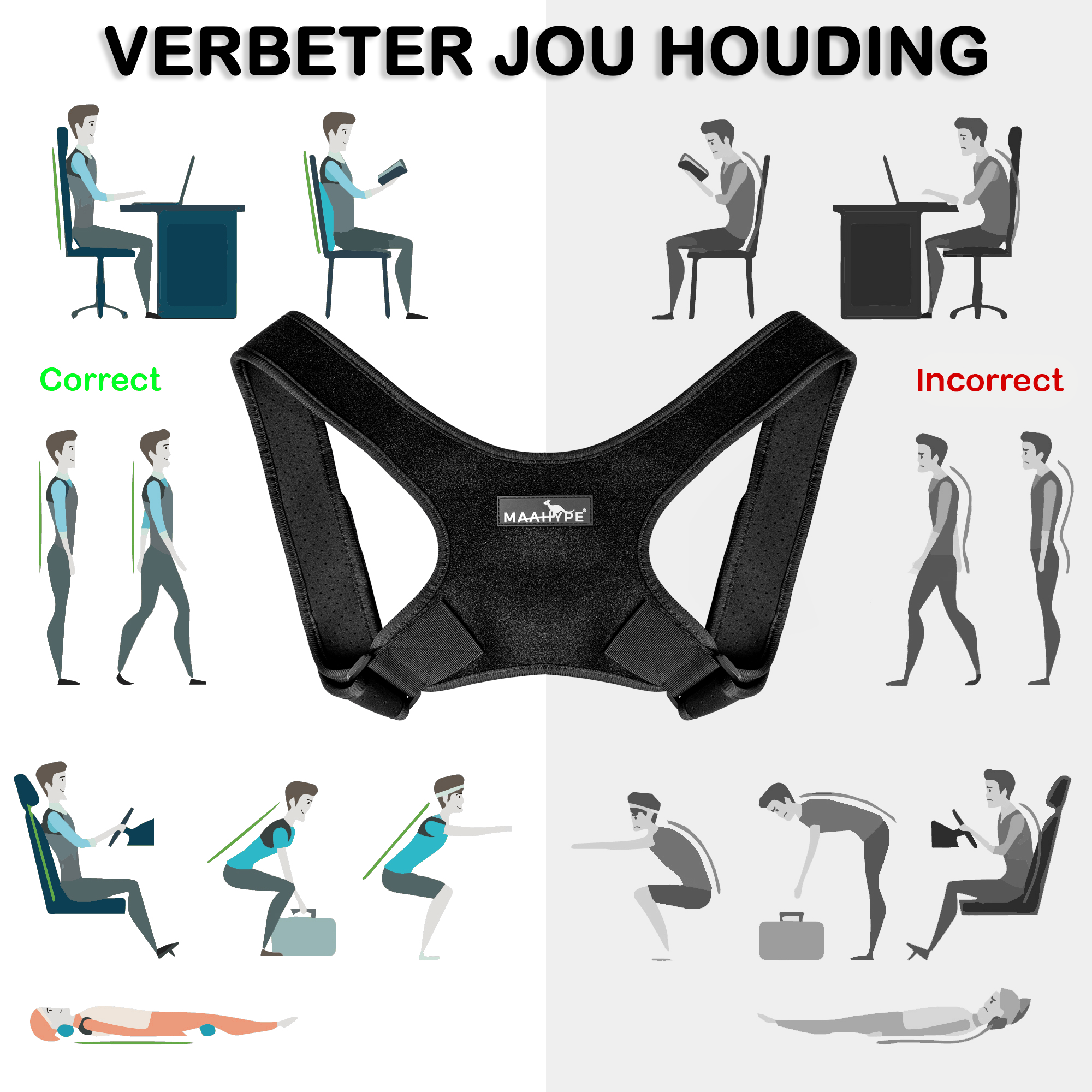 Back Brace - Support - Men and Women - DOUBLE