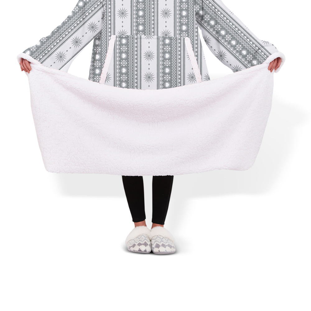 Zen Hoodie blanket with fleece winter extra long white