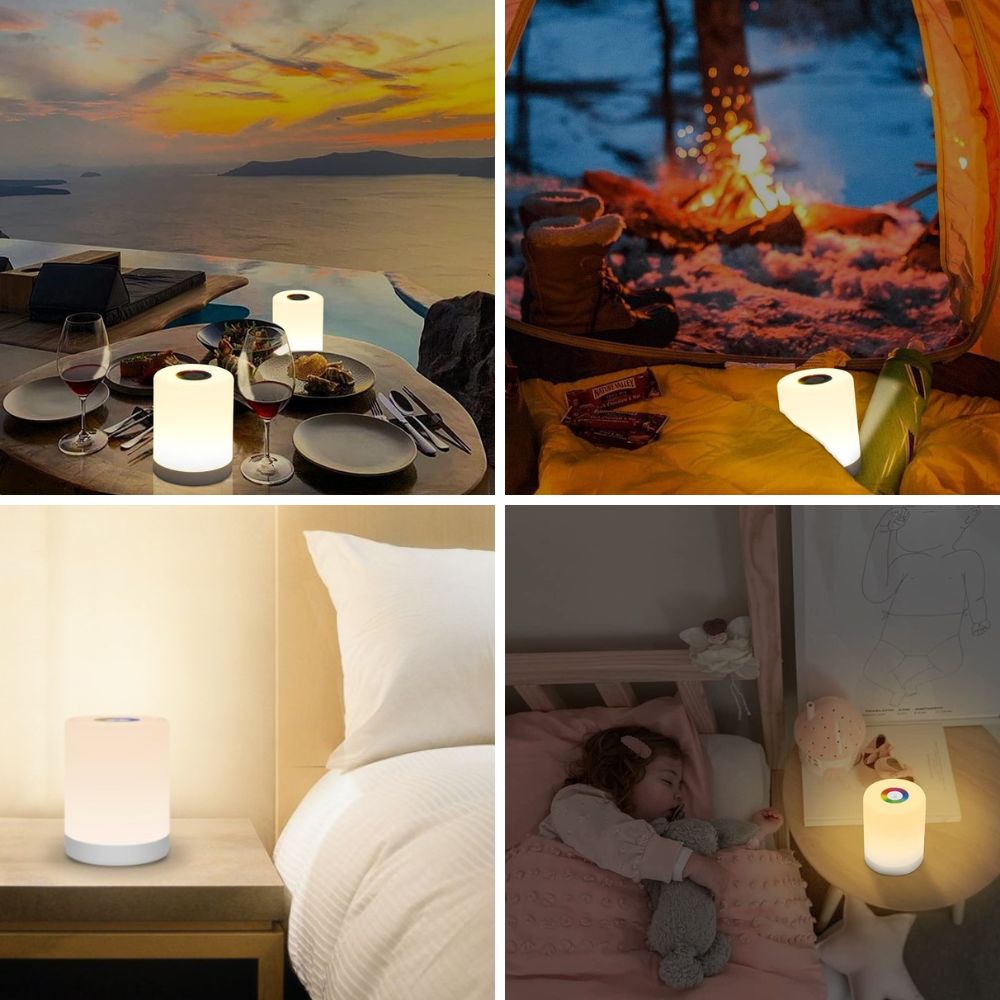 Touch lamp nachtkastje - RGB - Dimbaar & Draadloos - wit