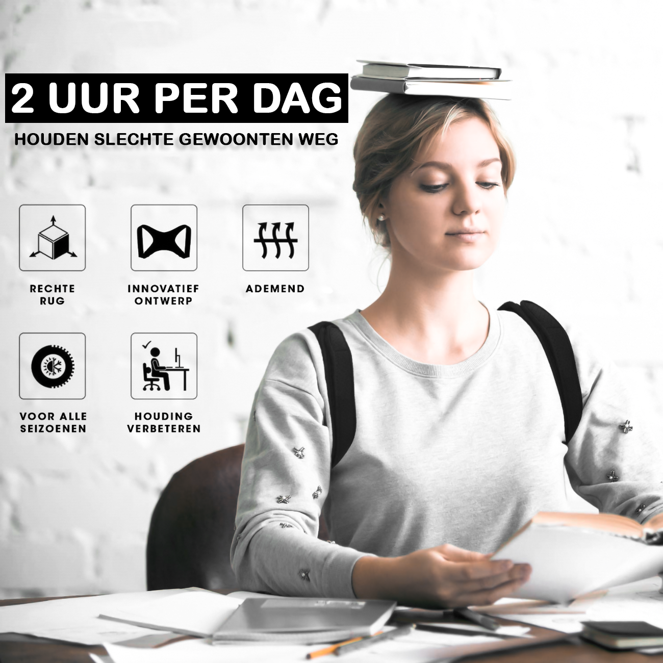 Rugbrace - Rug Corrector - Postuur Corrector - Houding Corrector - Houding Correctie - Vrouw en Man - DOUBLE